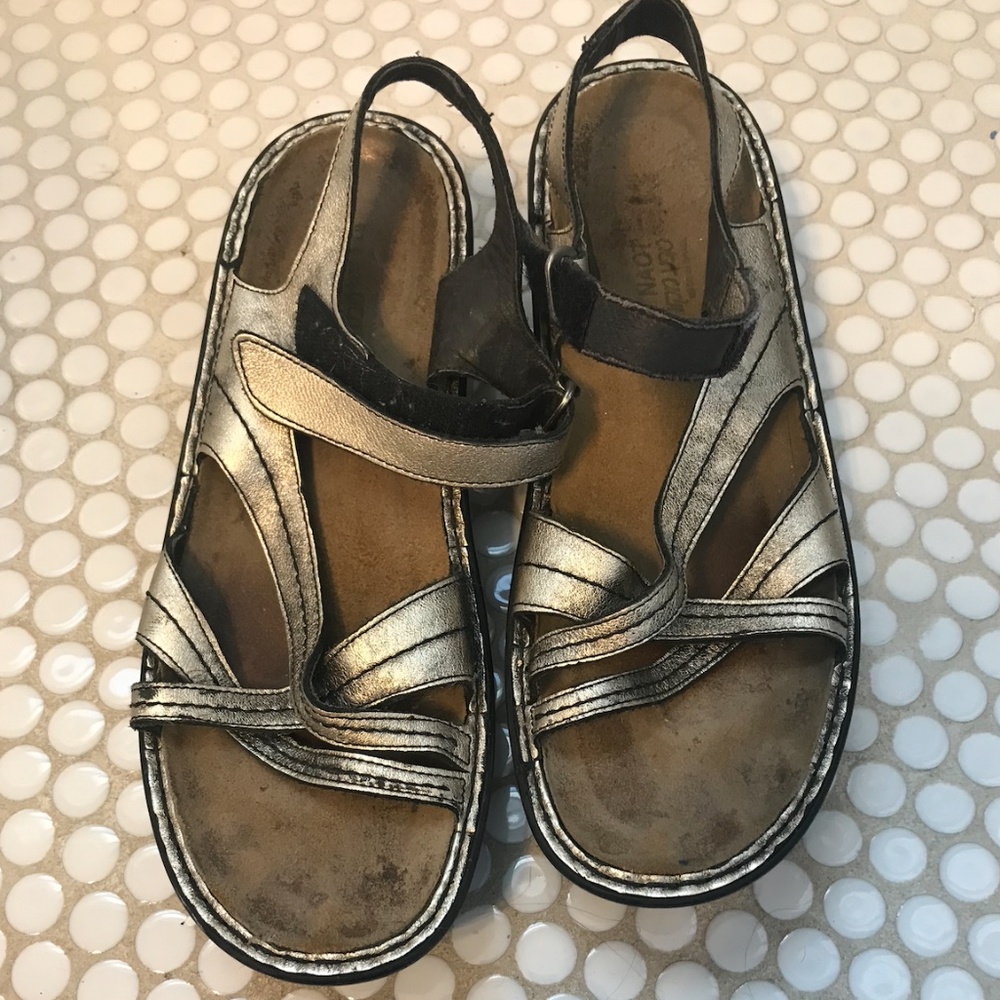 Gold leather sandals